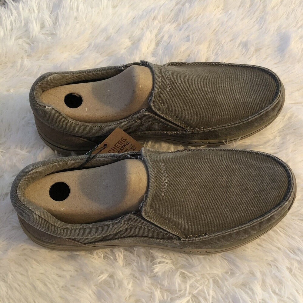 New Skechers Size 11.5 Men’s Vintage Washed Khaki Avillo Moccasin Shoes
